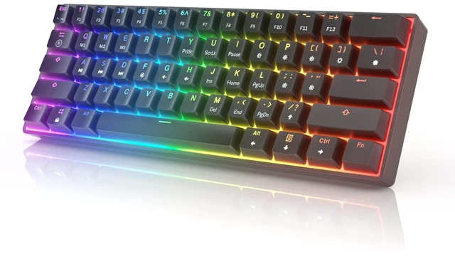Main image of GK61 Mechanical Gaming Keyboard - 61 Keys Multi Color RGB Illuminated LED Backlit Wired Programmable for PC/Mac Gamer Tactile (Gateron Optical Brown)