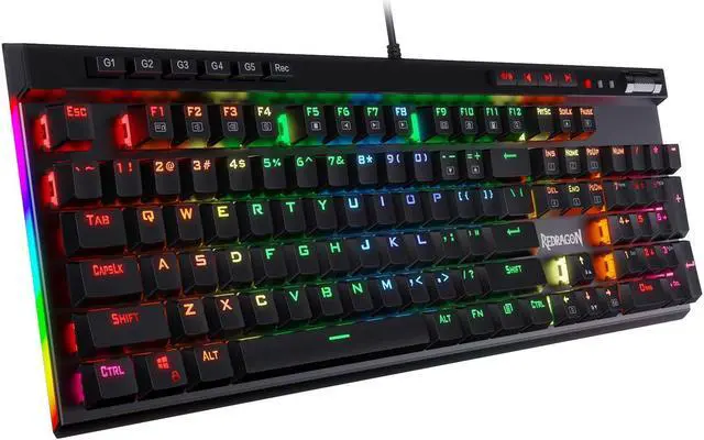 Alt view image 8 of 8 - Redragon K580 VATA RGB LED Backlit Mechanical Gaming Keyboard with Macro Keys & Dedicated Media Controls, Onboard Macro Recording (Blue Switches)