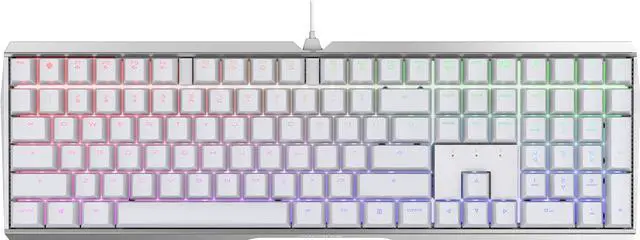 Main image of MX 3.0 S Wired Mechanical Gaming Keyboard. Aluminum Housing Built for Gamers w/MX Red Switches. RGB Backlit Color Display Over 16m Colors. from The Makers of MX. Full Size. Pure White.