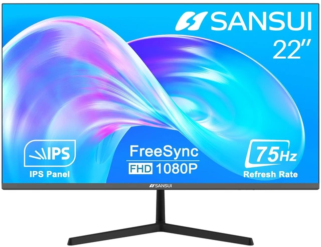 Main image of Monitor 22 Inch IPS 75Hz FHD 1080P HDMI VGA Ports Computer Monitor Ultra-Thin Tilt Adjustable VESA Mount Compatible with Eye Comfort 178° Wide Viewing Angle for Game and Office
