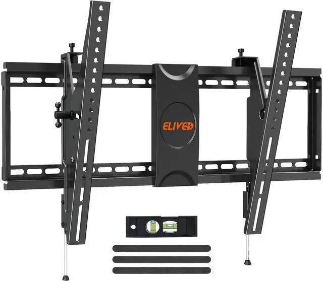 Alt view image 2 of 2 - tilting tv wall mount bracket universal low profile tv mount for 42-70 inch flat screen tvs, 17 smooth tilt, fits 16/18/24" studs, max vesa 600x400mm, 100 lbs. loading, can be leveled after install