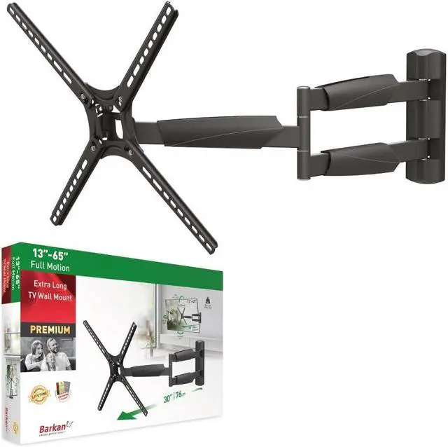 Alt view image 9 of 16 - barkan long tv wall mount, 13-65 inch full motion articulating - 4 movement flat/curved screen bracket, holds up to 79lbs, extremely extendable, fits led oled lcd