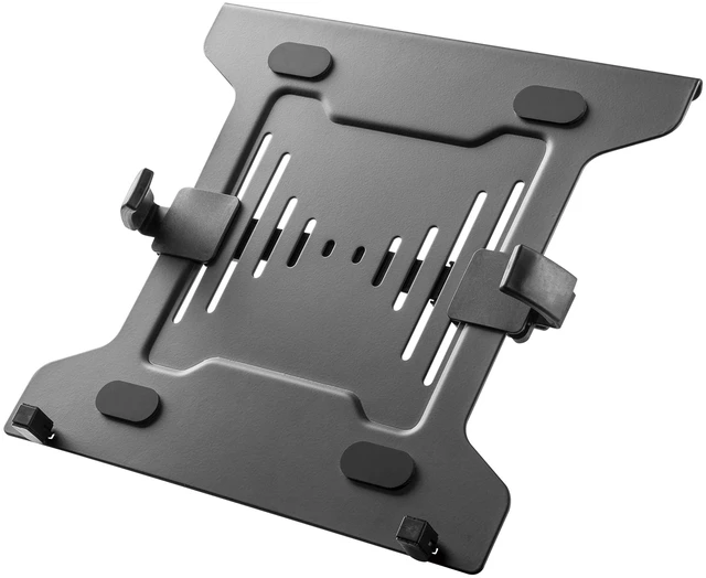 Main image of HumanCentric Laptop VESA Mount Tray for Monitor Arms, Stands, 75mm & 100mm | 75x75 & 100x100mm VESA Mount Holes, Adjustable Clamps 9.5" to 16.5" Width, Fully Secures Laptop, Rubber Pads