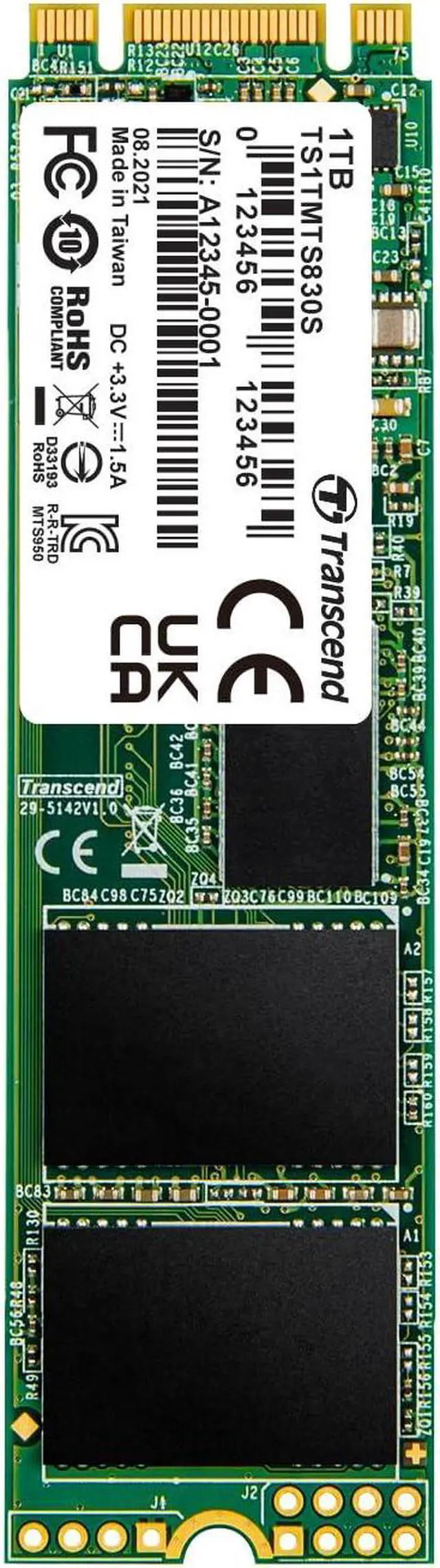 Alt view image 8 of 8 - Transcend 830S 1 TB Solid State Drive - SATA (SATA/600) - Internal - M.2 2280