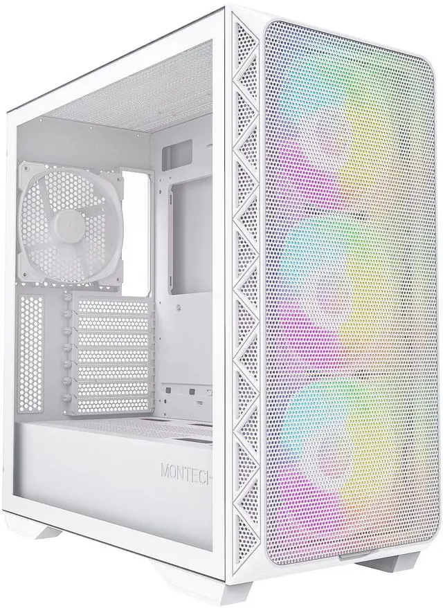 Alt view image 7 of 8 - Montech AIR 903 MAX, E-ATX Mid Tower Case, High Airflow, 3x 140mm ARGB PWM & 1x 140mm PWM Fans Pre-installed, Tempered Glass Side Panel, Mesh Front, TYPE-C, Support 4090 GPUs, White