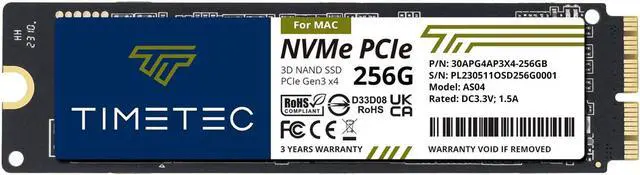 Alt view image 7 of 7 - Timetec 256GB MAC SSD NVMe PCIe Gen3x4 3D NAND TLC Read Up to 1,950MB/s Compatible with Apple MacBook Air (2013-2015, 2017), MacBook Pro (2013-2015), iMac (2013-2019), Mac Pro (2013), Mac Mini (2014)