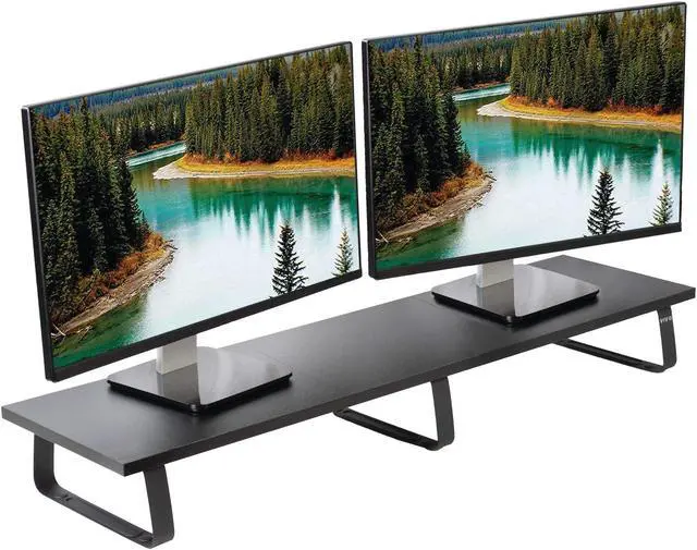 Alt view image 8 of 8 - VIVO Black Wood 39" Wide Desktop Stand Ergonomic TV Monitor Riser Desk Organizer