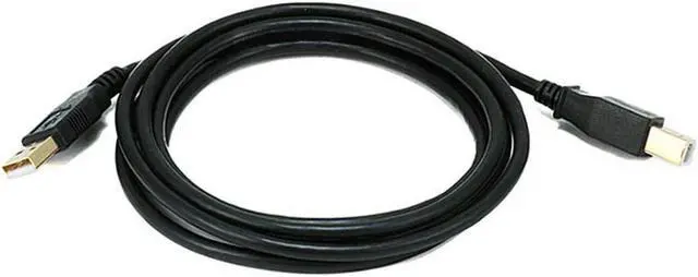 Alt view image 8 of 14 - Monoprice USB 2.0 Cable - 6 Feet - Black | USB Type-A Male to USB Type-B Male, 28/24AWG with Ferrite Core, Gold Plated