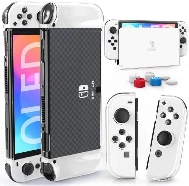 Main image of Switch OLED Case for Nintendo Switch OLED Model, Dockable Cover Hard PC Protector Case for Switch OLED Grips for Switch OLED Console and Accessories with Thumb Stick Caps