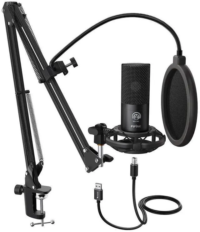 Main image of Studio Condenser USB Microphone Computer PC Microphone Kit with Adjustable Boom Arm Stand Shock Mount for Instruments Voice Overs Recording Podcasting YouTube Vocal Gaming Streaming-T669