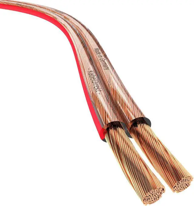 Main image of Pure Copper Speaker Cable 2×2.0mm² 50ft, 14AWG | For Hifi Speakers and Surround Sound Systems, Pure Copper, with polarity markings
