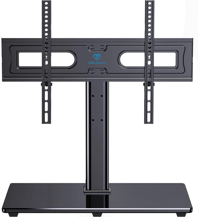 Main image of Universal Tabletop TV Stand for 32-82 inch TVs 99 lbs capacity, Height adjustable, Tempered glass base, Cable management, Max VESA 600x400mm