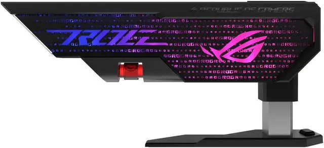 Main image of ASUS ROg Herculx graphics card Holder, Toolless Mount, convenient Integrated Level, Zinc Alloy Structure, Adjustable Height from 72 to 128 mm, Aura Sync, Black