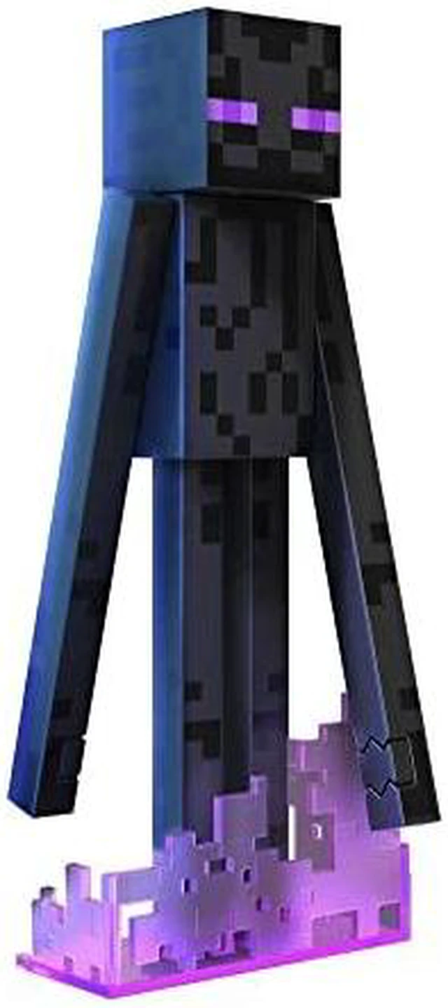 Main image of Mattel Minecraft Diamond Enderman Action Figure with Accessories Including Flocked Grass Block, 5.5-inch Toy Collectible