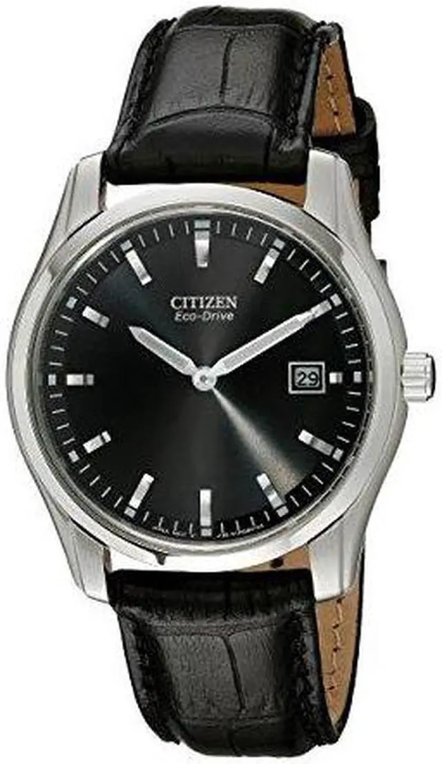 Alt view image 9 of 9 - Citizen Eco Drive Black Dial Black Leather Mens Watch AU1040-08E