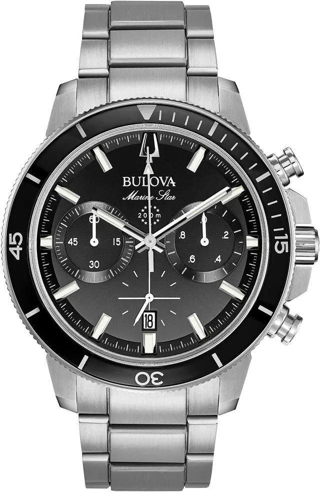 Alt view image 4 of 10 - Bulova Marine Star Mens Black Dial Chronograph Quartz Watch 96B272