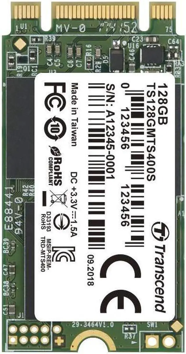 Alt view image 9 of 9 - Transcend 128GB M.2 NGFF 2242 42mm SATA III 6Gbps SSD MLC Flash Model TS128GMTS400S