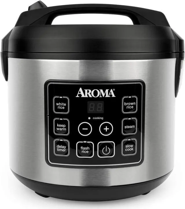 Alt view image 4 of 4 - Aroma 20 Cup Cooked (10 cup uncooked) Digital Rice Cooker, Slow Cooker, Food Steamer, SS Exterior (ARC-150SB)