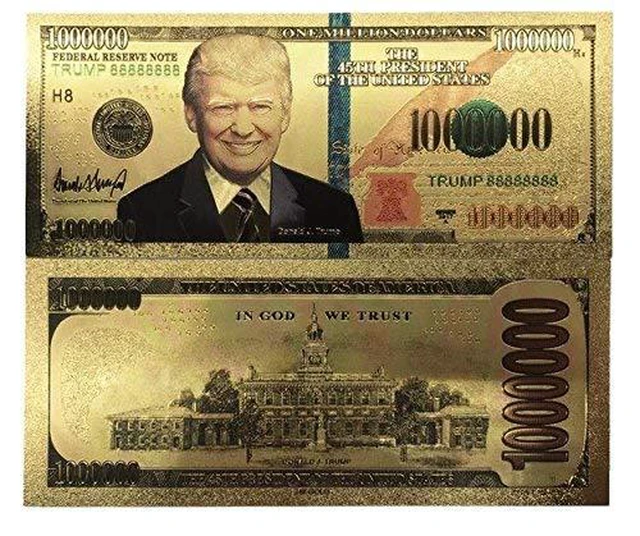 Alt view image 3 of 3 - Blinkee PDD12k-1M Million Dollar Bill with US President Donald Trump 24k Gold Plated Fake Banknote Currency for Decoration