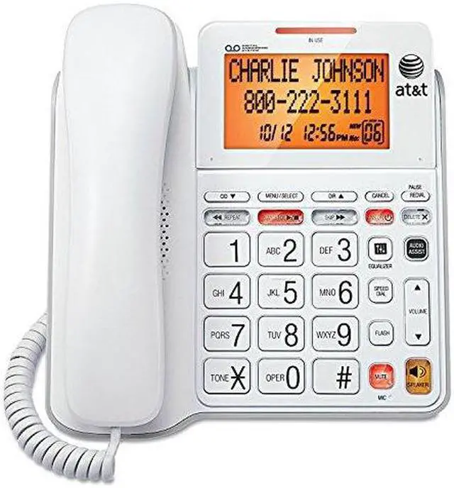 Alt view image 2 of 3 - at&t cl4940 corded standard phone with answering system and backlit display, white new improved version