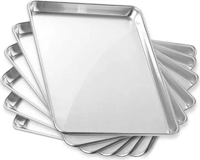 Alt view image 15 of 15 - GRIDMANN 13" x 18" Commercial Grade Aluminum Cookie Sheet Baking Tray Jelly Roll Pan Half Sheet - 6 Pans