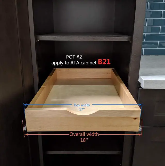 Alt view image 8 of 8 - 17'' Width Pull Out Drawer Garbage Drawer Roll Out Tray Wood Pull Out Drawer Box Kitchen Cabinet Organizer Cabinet Slide Out Shelv Pull-Out Shelf Pull Out Sliding Drawer DIY (Fits RTA Face Frame B21)