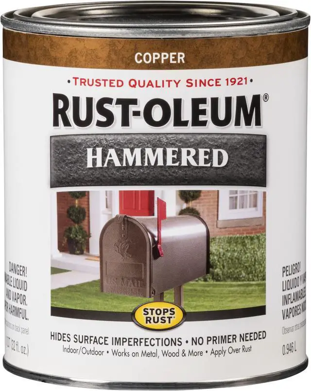 Main image of Stops Rust Brush On Protective Enamel Paint, Hammered Copper | Rust and Corrosion Resistant, Indoor and Outdoor Durability, Beautiful Finish on Metal, Wood and More, Quart