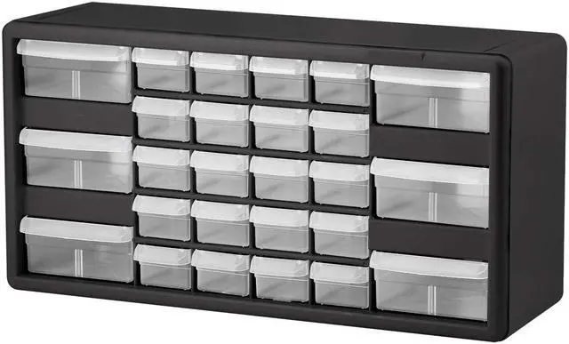 Alt view image 9 of 9 - Akro-Mils Stackable Cabinet 26 Drawers 20"x6-3/8"x10-11/32" Black/Gray 10126
