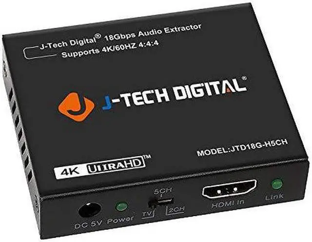 Alt view image 8 of 8 - J-Tech Digital 4K 60HZ HDMI Audio Extractor Converter SPDIF + 3.5MM Output Supports HDMI 2.0, 18Gpbs Bandwidth, HDCP 2.2, Dolby Digital/DTS Passthrough CEC, HDR10 [JTD18G-H5CH]