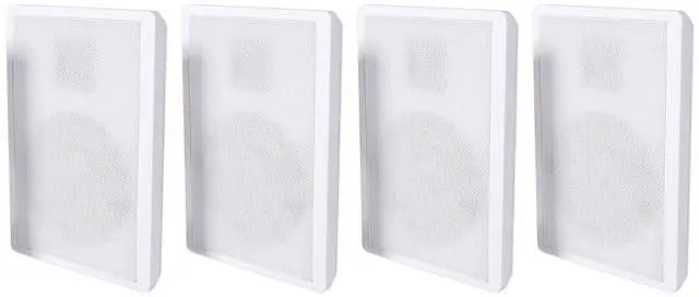 Main image of RockSlim White 5.25" Home Audio Wall-Mount Speakers, 4-Pack | 240W Peak, 80W RMS, Slim 1.38" Design, Easy Wall Mount, 0.5" Mylar Tweeters, White Finish