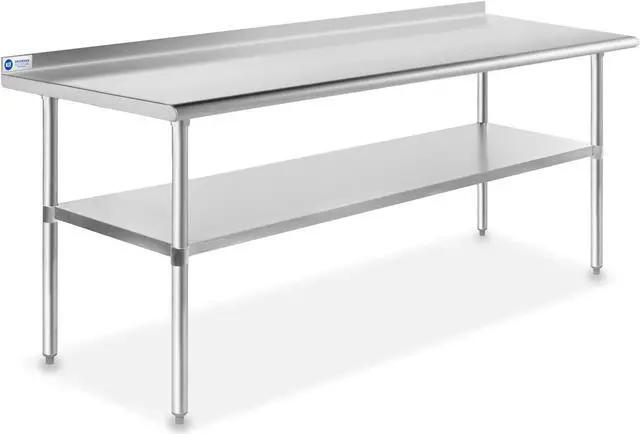 Alt view image 8 of 8 - GRIDMANN NSF Stainless Steel Commercial Kitchen Prep & Work Table w/ Backsplash - 30 in. x 72 in.