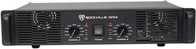 Main image of RPA5 2-Channel Professional/DJ Rack Mount Power Amplifier | 1000W Peak / 400W RMS, Built-In Crossover, Stereo/Bridged Modes, XLR/1/4"/RCA Inputs, Speakon/Banana Outputs, 2U Rackmount