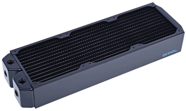Alt view image 10 of 10 - Alphacool NexXxos UT60 Full Copper Radiator 420, 140mm x 3, Triple Fan, Black