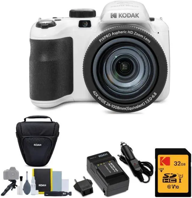 Alt view image 8 of 8 - Kodak PIXPRO AZ421 Digital Camera (White) with 32GB SD Card and Accessory Kit