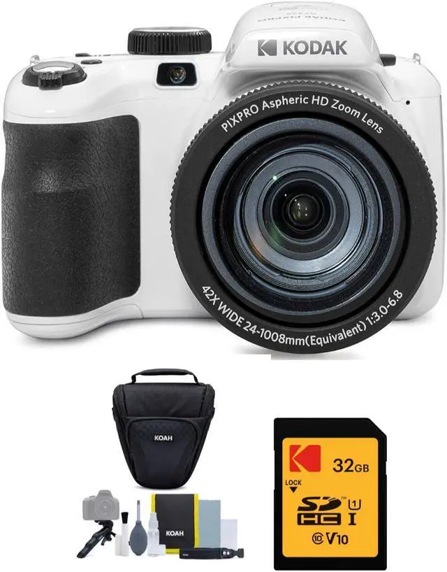 Alt view image 8 of 8 - Kodak PIXPRO AZ421 Digital Camera (White) with 32GB SD Card and Accessory Kit