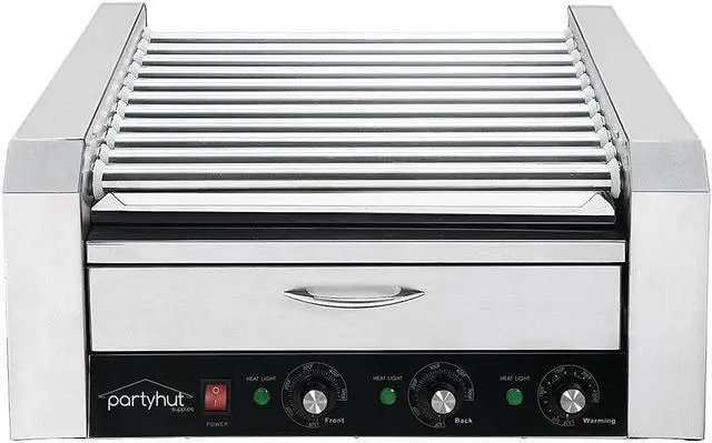 Alt view image 7 of 7 - Commercial Hot Dog Machine 11 Roller and 30 Hotdog Grill Cooker with Bun Warmer