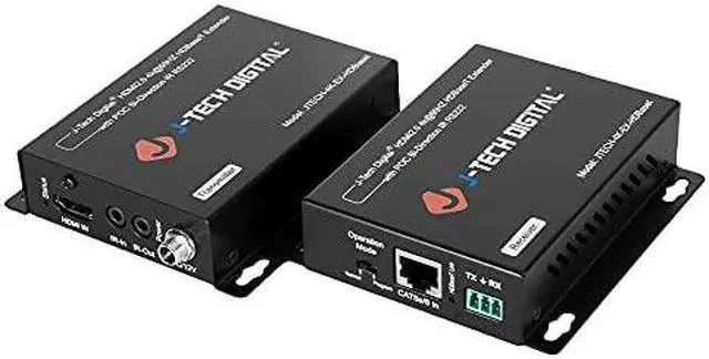 Alt view image 6 of 6 - J-Tech Digital 4K Ultra HD HDBaseT HDMI Extender Over Cat5e/6 Ethernet up to 230ft (1080P) 130ft (4K), Supports HDCP 2.2/1.4, RS232, Bi-Directional IR and PoC