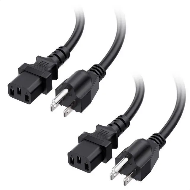 Alt view image 7 of 7 - cable matters 2-pack 16 awg heavy duty 3 prong computer monitor power cord in 15 feet (nema 5-15p to iec c13)