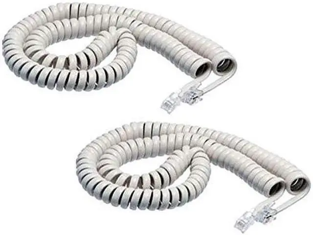 Alt view image 2 of 2 - iMBAPrice (Pack of 2) White Coiled Telephone Phone Handset Cable Cord, Coiled Length 3 to 12 feet Uncoiled (Value Pack)
