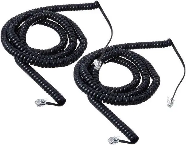 Alt view image 6 of 6 - iMBAPrice (Pack of 2) 3 to 25 Feet Black Coiled Telephone Phone Handset Cable Cord (Value Pack)