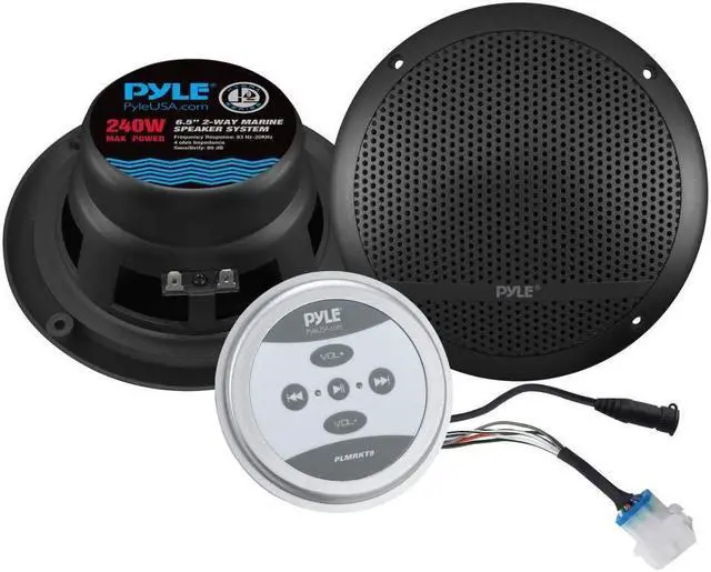 Alt view image 2 of 2 - Pyle Bluetooth Marine Grade Flush Mount 2-Way Speaker System Amplified Full Range Stereo Sound Dual Cone Dome Waterproof Universal Home with Aux 3.5mm Input Pair 6.5?240 Watts (PLMRKT9) Black