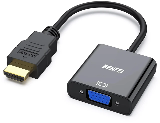 Main image of BENFEI HDMI to VGA, Gold-Plated Adapter (Male to Female) for Computer, Desktop, Laptop, PC, Monitor, Projector, HDTV, Chromebook, Raspberry Pi, Roku, Xbox and More - Black