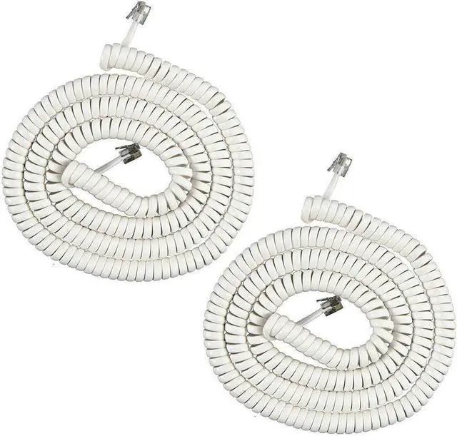 Alt view image 4 of 4 - iMBAPrice (Pack of 2) 3 to 25 Feet Long White Color Coiled Telephone Phone Handset Cable Cord