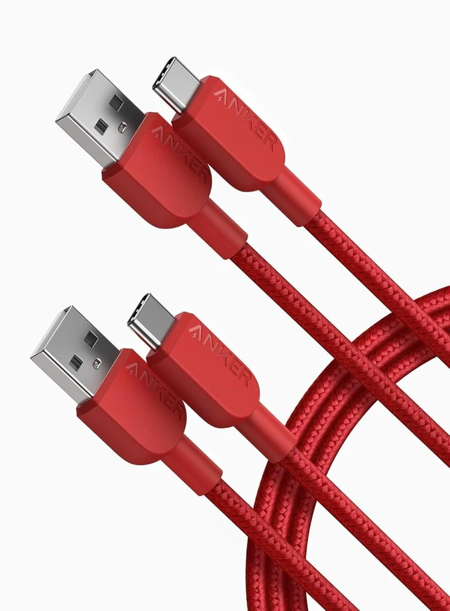 Main image of USB A to USB C Cable, Charger Cord (2-Pack, 6 ft, Red) | For iPhone 17 Series, Samsung Galaxy Note10 / S10+ / S10, LG V30, and More
