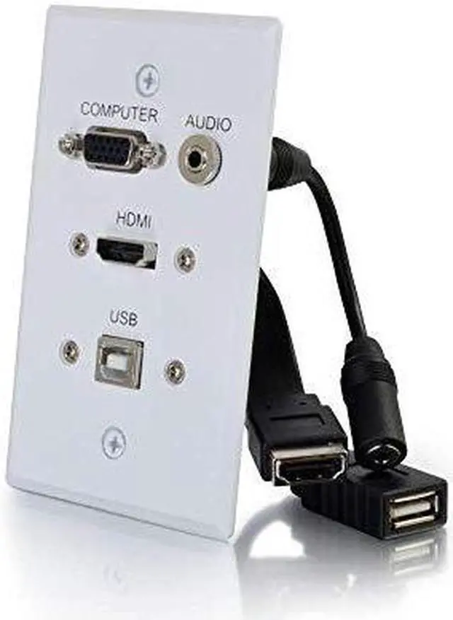 Alt view image 13 of 13 - C2G / Cables To Go 39706 HDMI, VGA, 3.5MM Audio and USB Pass Through Single Gang Wall Plate, White