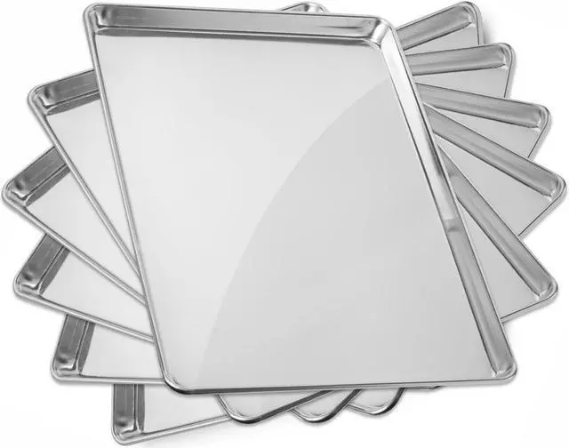Alt view image 8 of 8 - GRIDMANN 18" x 26" Commercial Grade Aluminum Cookie Sheet Baking Tray Pan Full Sheet - 6 Pans