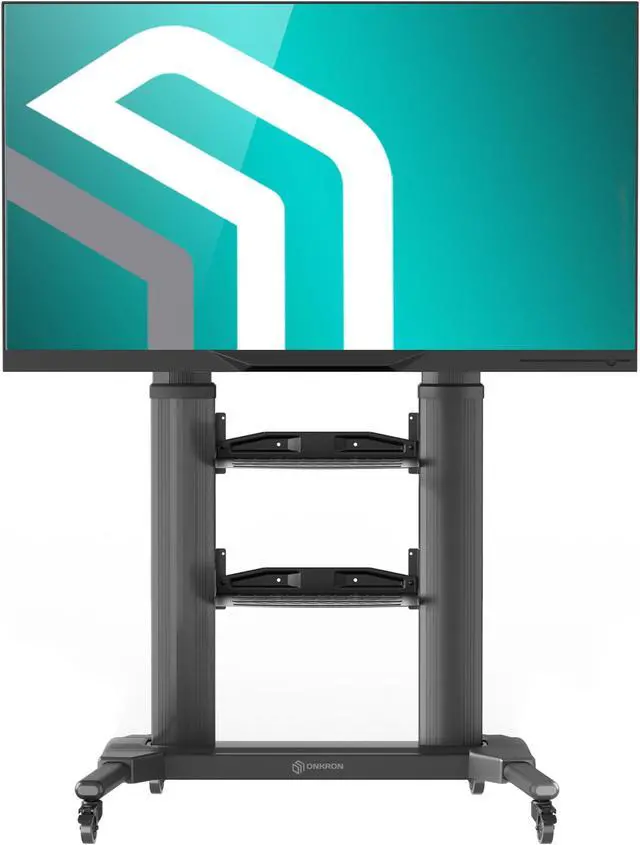 Alt view image 8 of 8 - ONKRON Mobile TV Stand with Wheels Rolling TV Stand for 40-80 Inch LED LCD Flat or Curved Screen TVs up to 122 lbs - Height Adjustable TV Cart with Shelves - Portable TV Stand (TS2771) Black