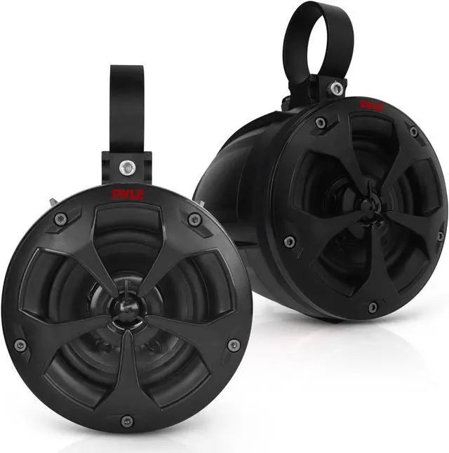 Alt view image 2 of 2 - 4? waterproof off-road bluetooth speakers -800w power w/ amplified speaker system for atv/utv,aux (3.5mm) input jack,marine grade weatherproof,great for use w/ all 12v vehicles-pyle plutv43bta ,black