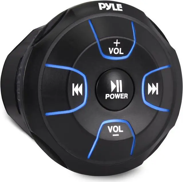 Main image of Pyle Amplified Wireless Bluetooth Audio Controller - 300 Watt Bluetooth Media Button  Waterproof Marine Receiver Remote Control W/Aux  Mount for Car Truck Boat Marine Powersport Vehicles - PLMRBT18
