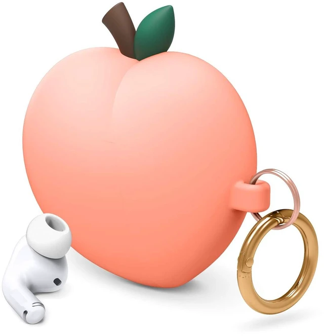 Main image of Peach Case for AirPods Pro 3D Cute Design Case Cover with Keychain, Supports Wireless Charging (Peach)